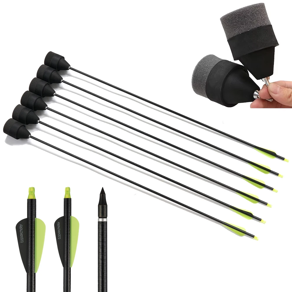 Flechas fibra de vidrio tiro arco – Set puntas espuma práctica y caza - imagen 2