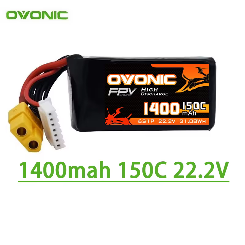 Batería Lipo OVONIC 1400mAh 6S 22.2V 150C XT60 para dron de carreras - imagen 5