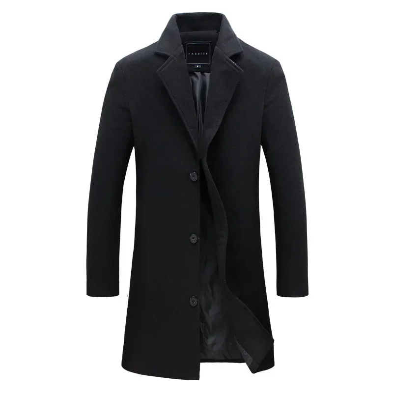 Chaqueta mezclada algodón y lana – Abrigo largo casual para hombre - imagen 5