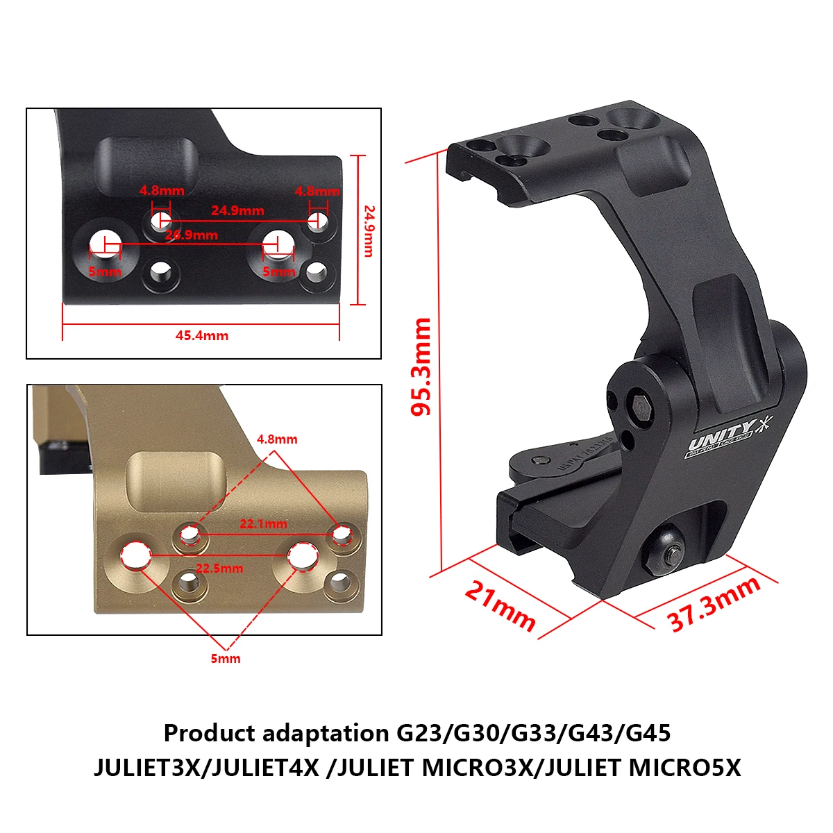Montura táctica UNITY Optic Riser FTC para mira holográfica EOTECH - imagen 5