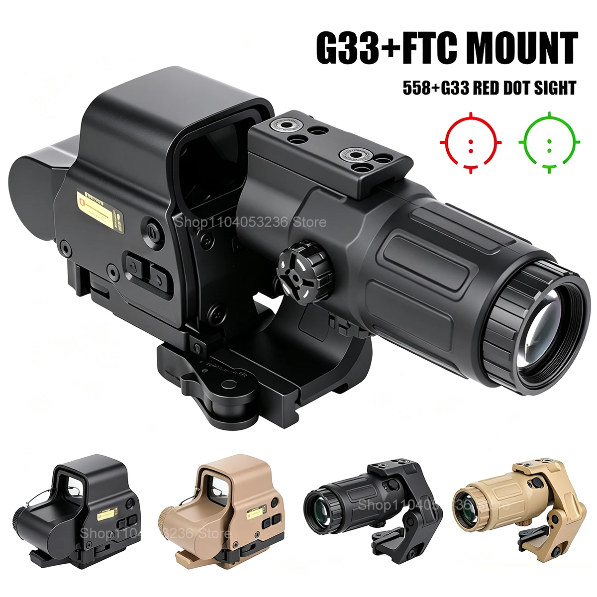 Mira telescópica Tactical 558+G33 con montaje FAST FTC y QD plegable - imagen 3