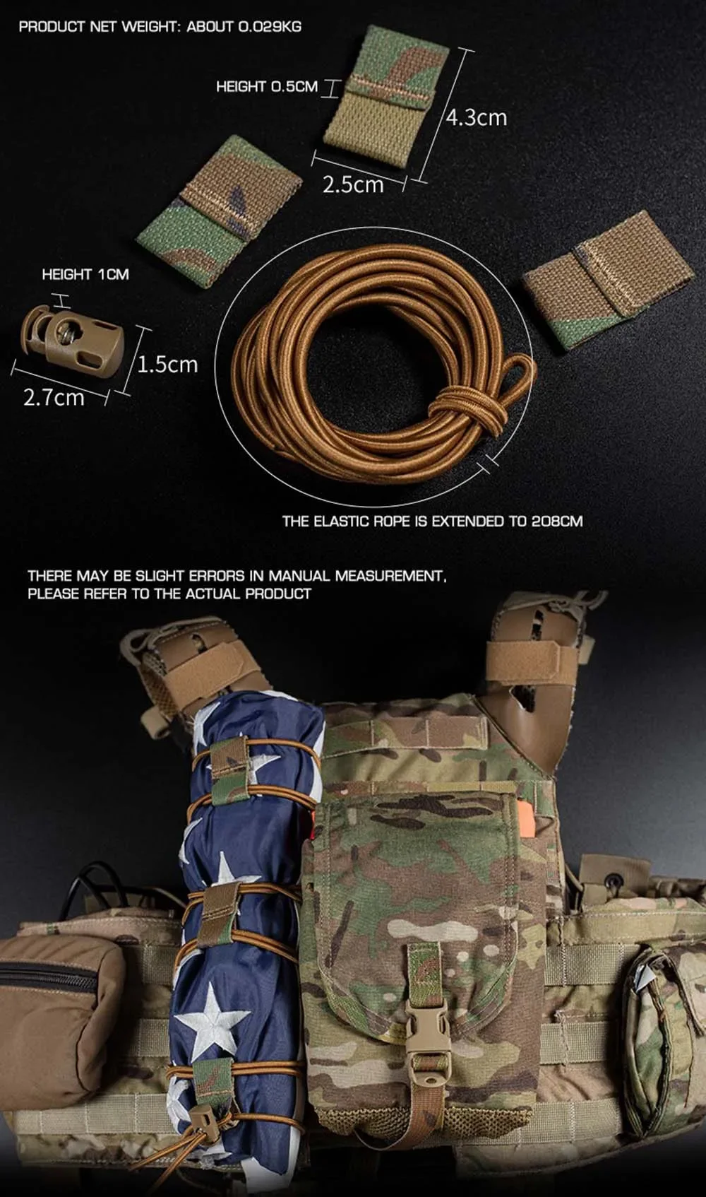 Material cinta de esterilla y cordón elástico