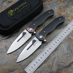 VENOM BONE DOCTOR cuchillo plegable M390 titanio con tapa camping