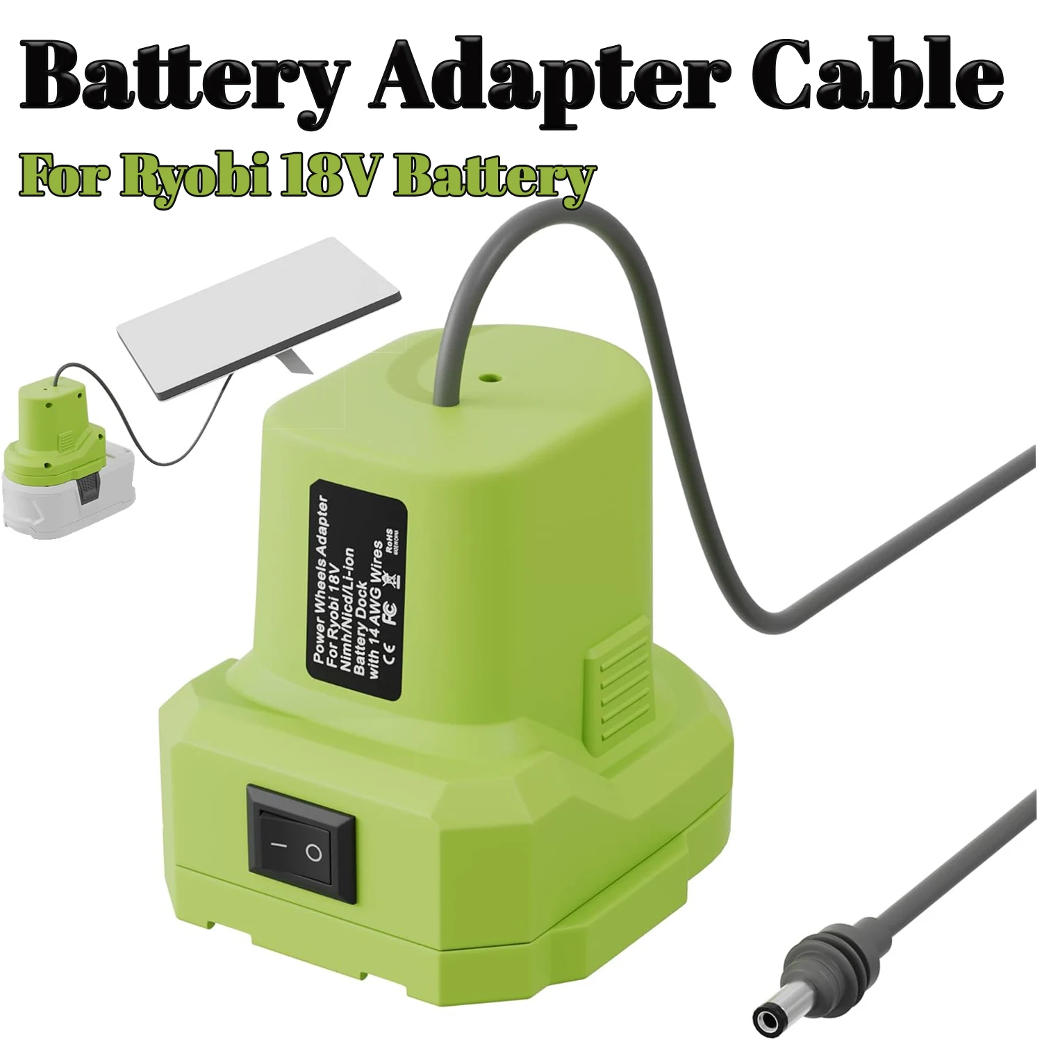 Ryobi cable adaptador batería impermeable con interruptor DC - imagen 4