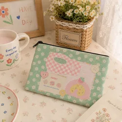 Bolsa de cosméticos margaritas verde claro portátil capacidad niña
