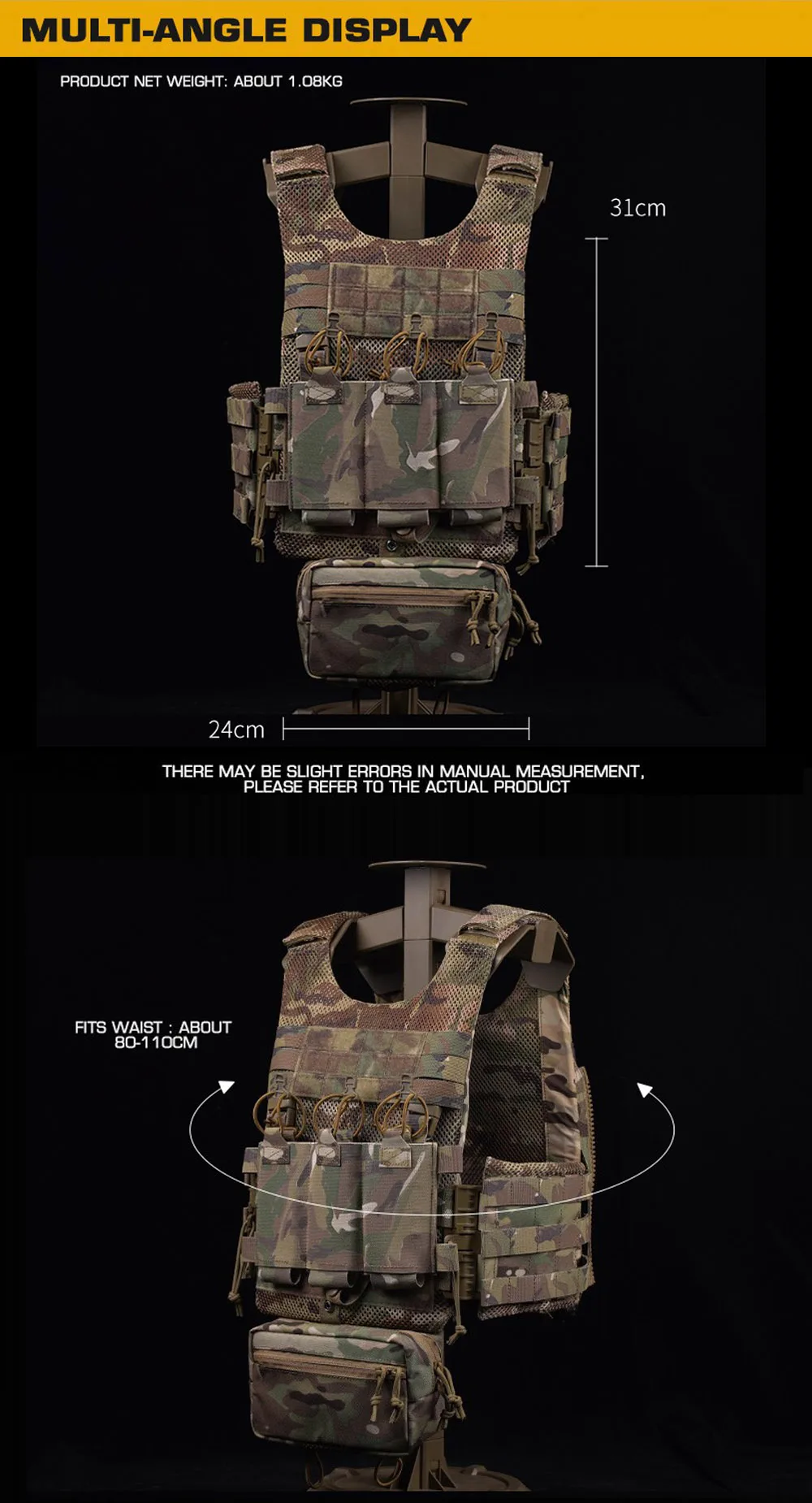 Bolsa Triple Mag en la parte inferior del chaleco