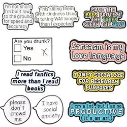 Pin esmaltado de solapa con frase sarcástica – Broche original para lectura