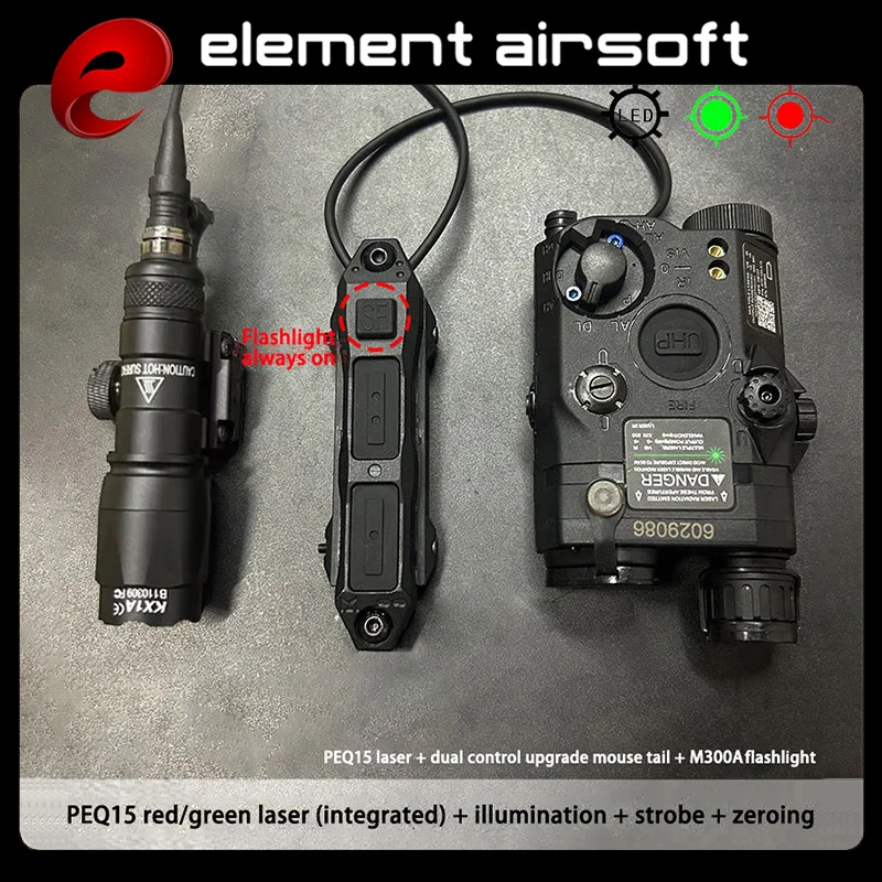 PEQ-15 linterna táctica airsoft con láser rojo y verde estroboscópico - imagen 4