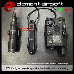 PEQ-15 linterna táctica airsoft con láser rojo y verde estroboscópico