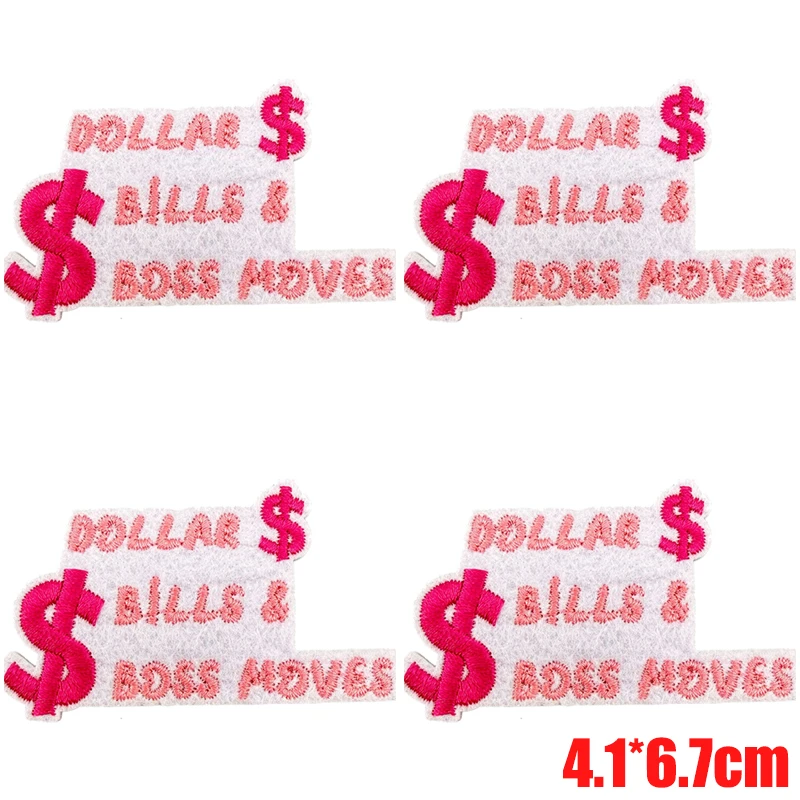 Detalle de los motivos: dólar y letras estilo “afirmaciones”