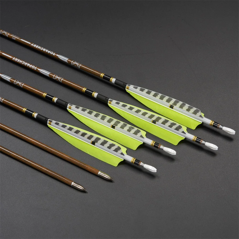 Flechas carbono arco caza – Spine 300-600, plumas naturales - imagen 2