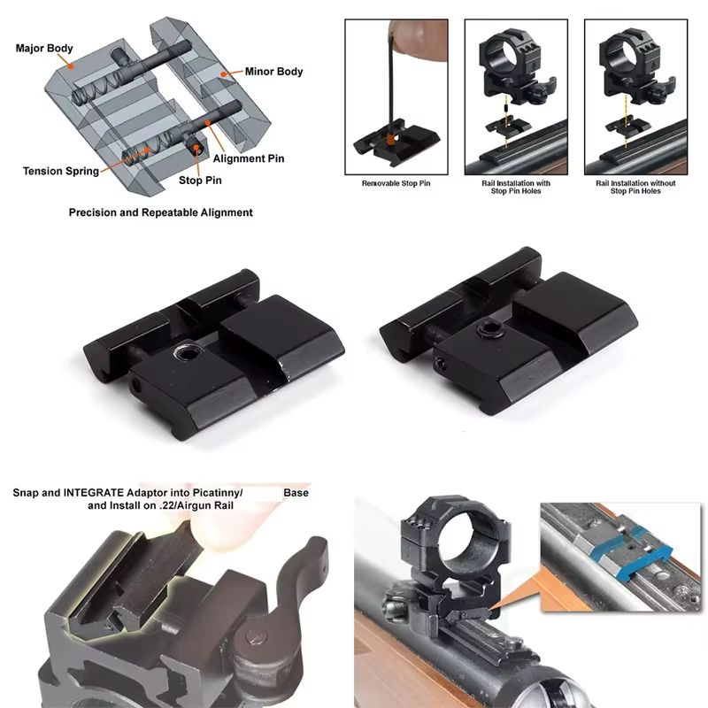 Adaptador riel 11mm a Picatinny rifle airsoft 22cal - imagen 3
