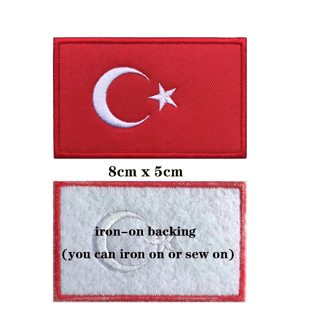 Parche bordado bandera turca con velcro - imagen 3