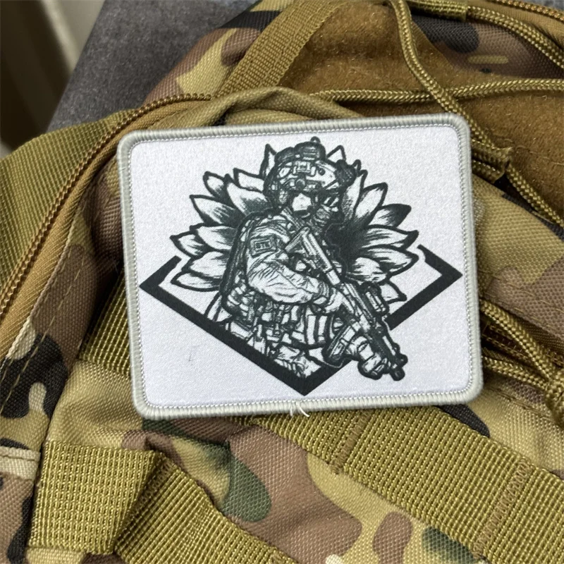 Parche táctico impreso soldados de flores insignia moral MOLLE - imagen 4