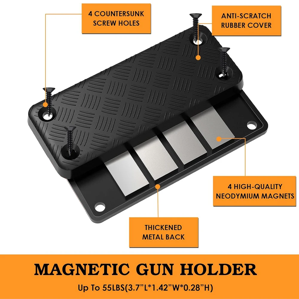 Soporte Magnético para Pistola y Carabina, Discreto con Goma - imagen 4
