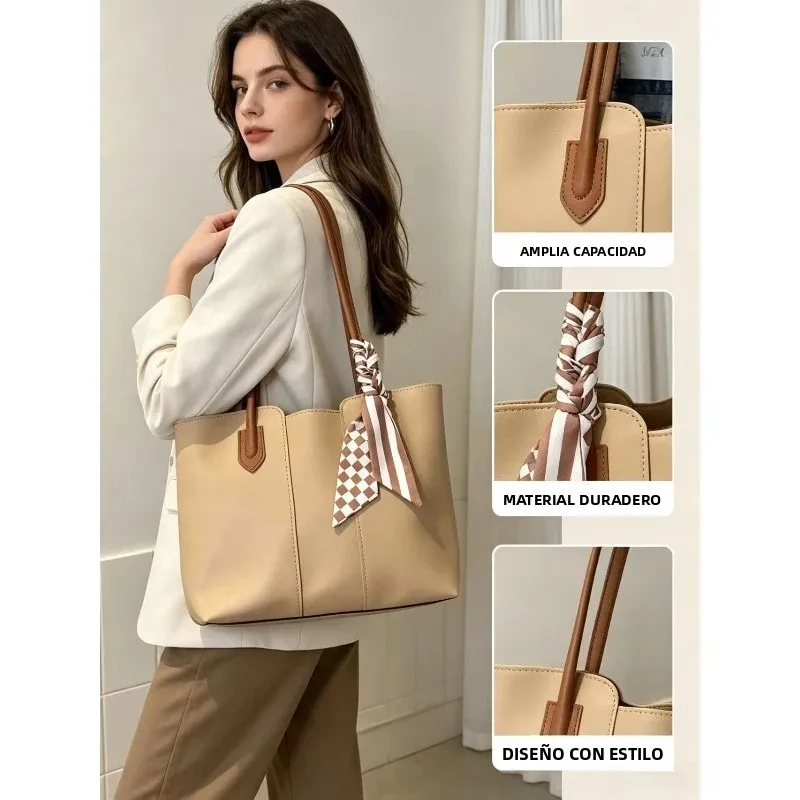 Bolso tote gran capacidad mujer con textura para diario y playa - imagen 4