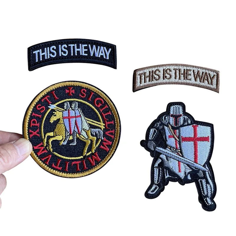 Parche táctico bordado emblema Templarios cruzados para mochila - imagen 2