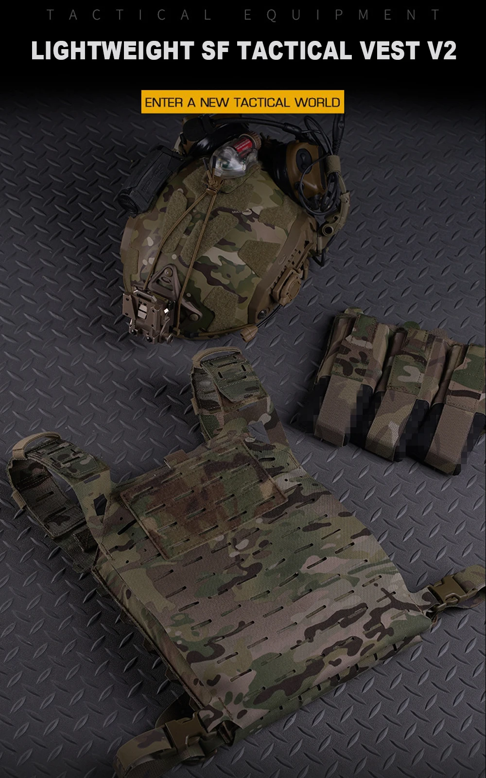 Detalle del sistema MOLLE y cortes láser