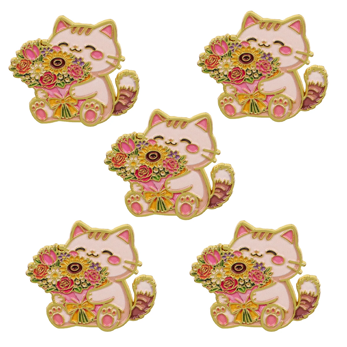 Pin esmaltado de gato y flor para mochila y sombrero - imagen 4