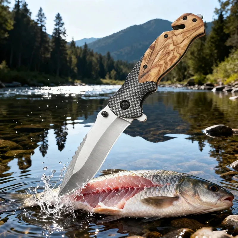 Cuchillo plegable de acero inoxidable para bolsillo supervivencia - imagen 4