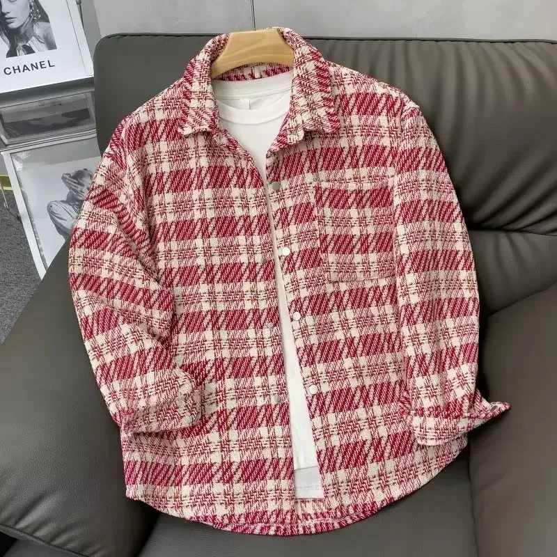 Chaqueta Tweed a Cuadros de Hombre Manga Larga Informal - imagen 2
