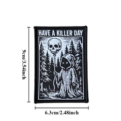 Parche táctico bordado calavera con velcro gancho y bucle moral