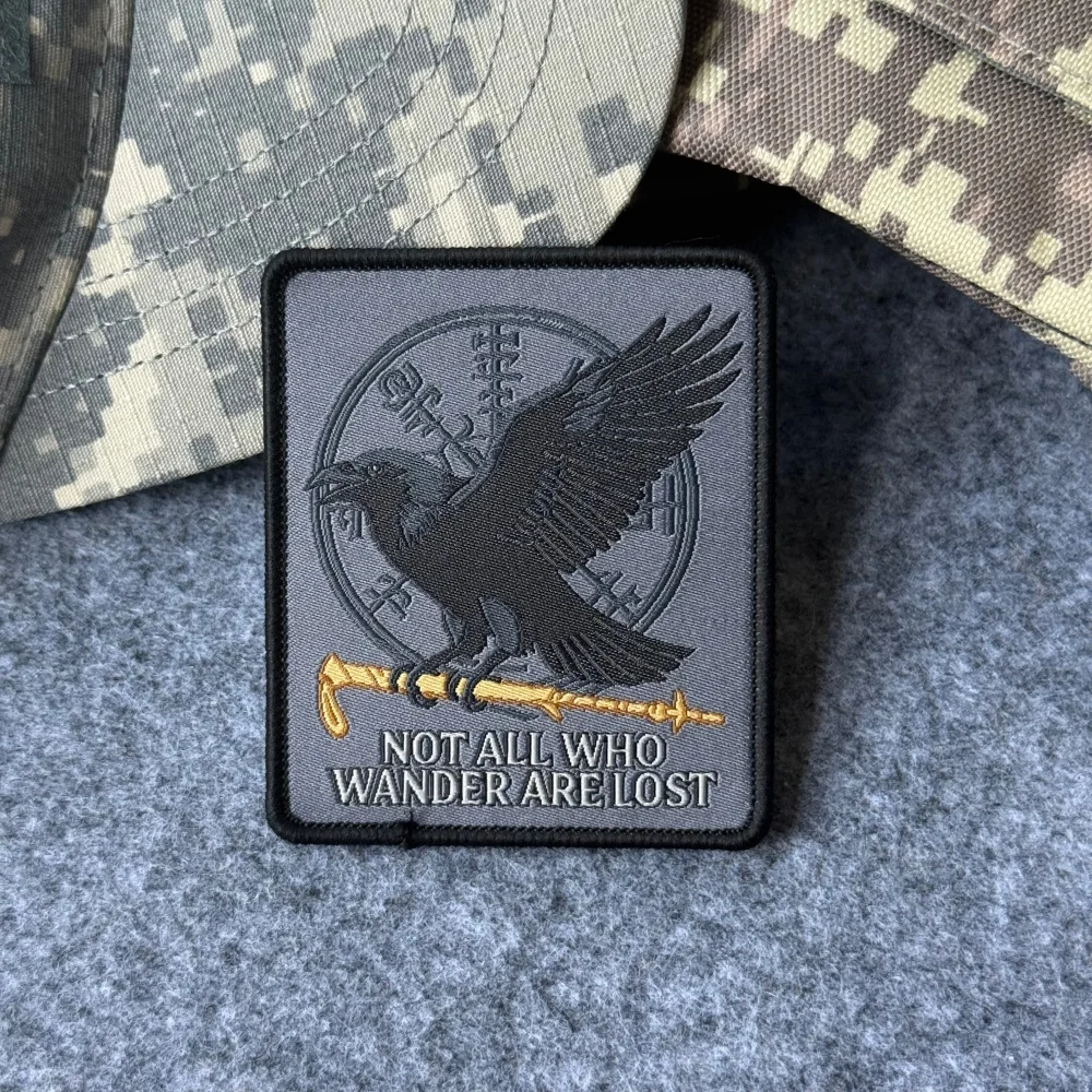 Parche táctico Vegvisir vikingo cuervo bordado para mochila MOLLE - imagen 2