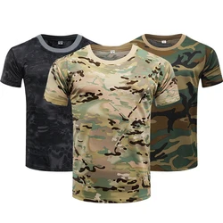 Camiseta táctica de camuflaje 3D manga corta hombre secado rápido
