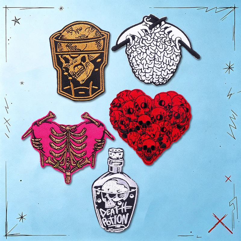 Parches termoadhesivos calaveras y corazones estilo punk para ropa - imagen 5