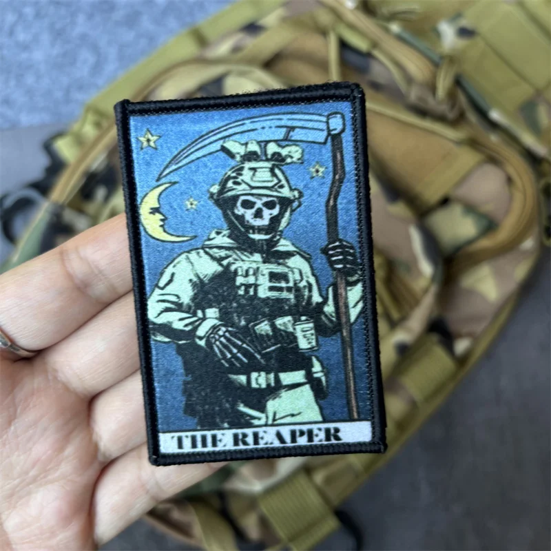 Parche táctico militar THE REAPER con gancho y bucle para ropa