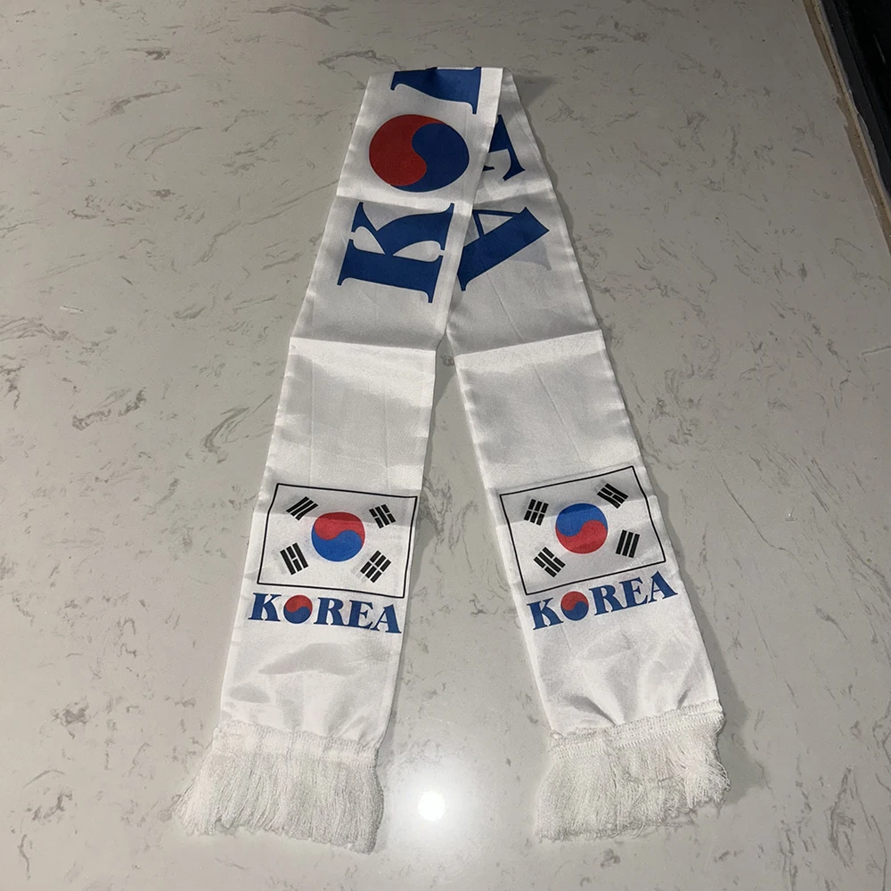 Bufanda de fútbol Corea del Sur satén doble cara con borlas - imagen 4