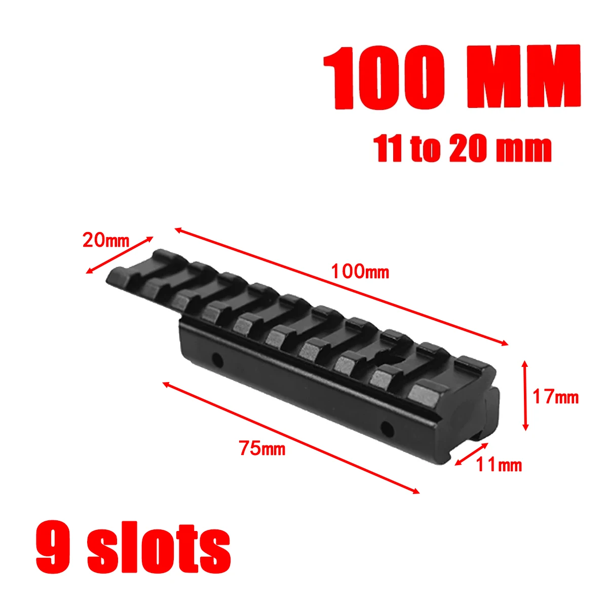 Adaptador cola de milano Picatinny riel elevador perfil bajo - imagen 3