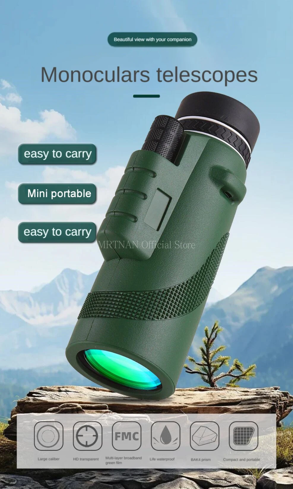 Telescopio monocular HD 80x/100 plegable