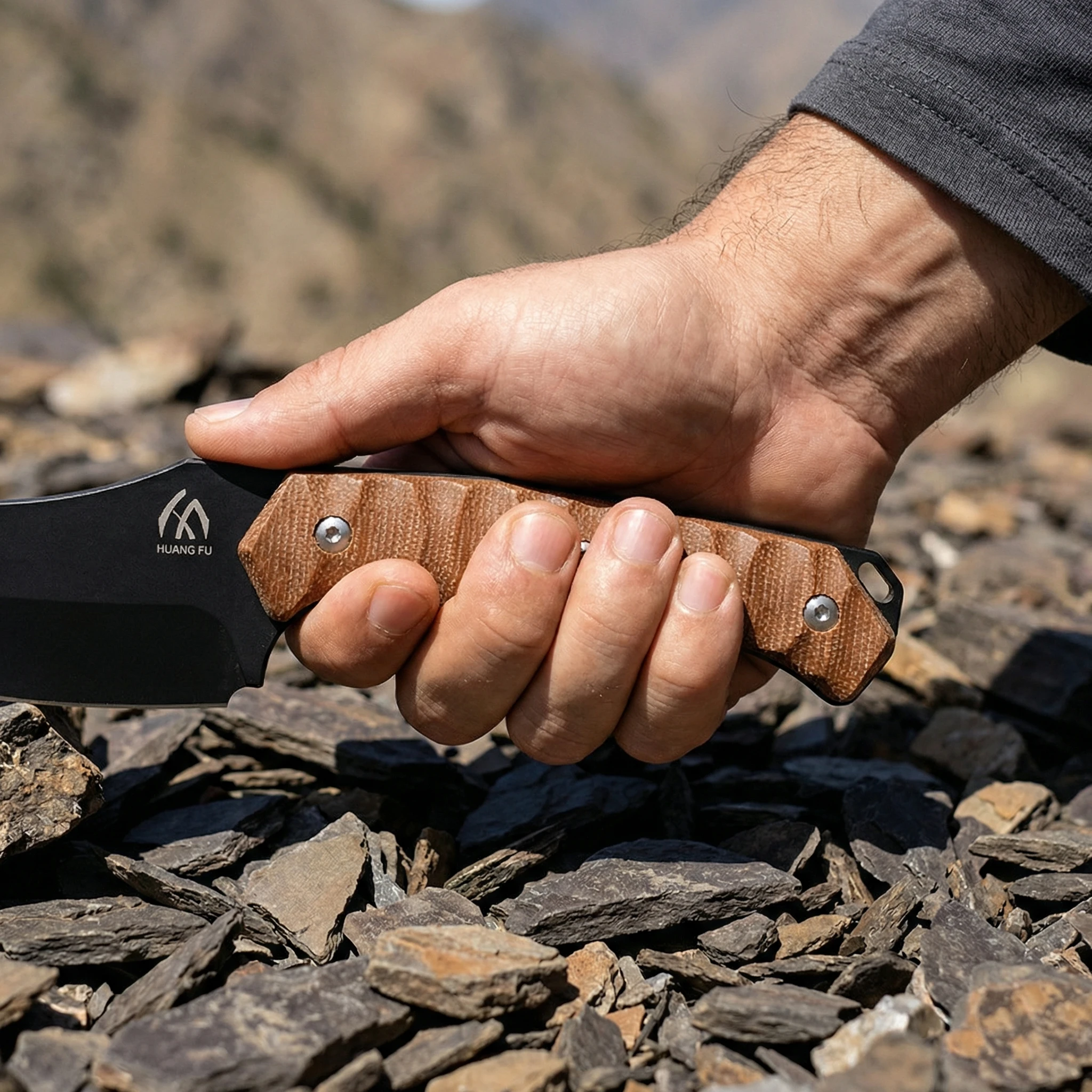 Cuchillo hoja fija mango lino con funda para exterior - imagen 2