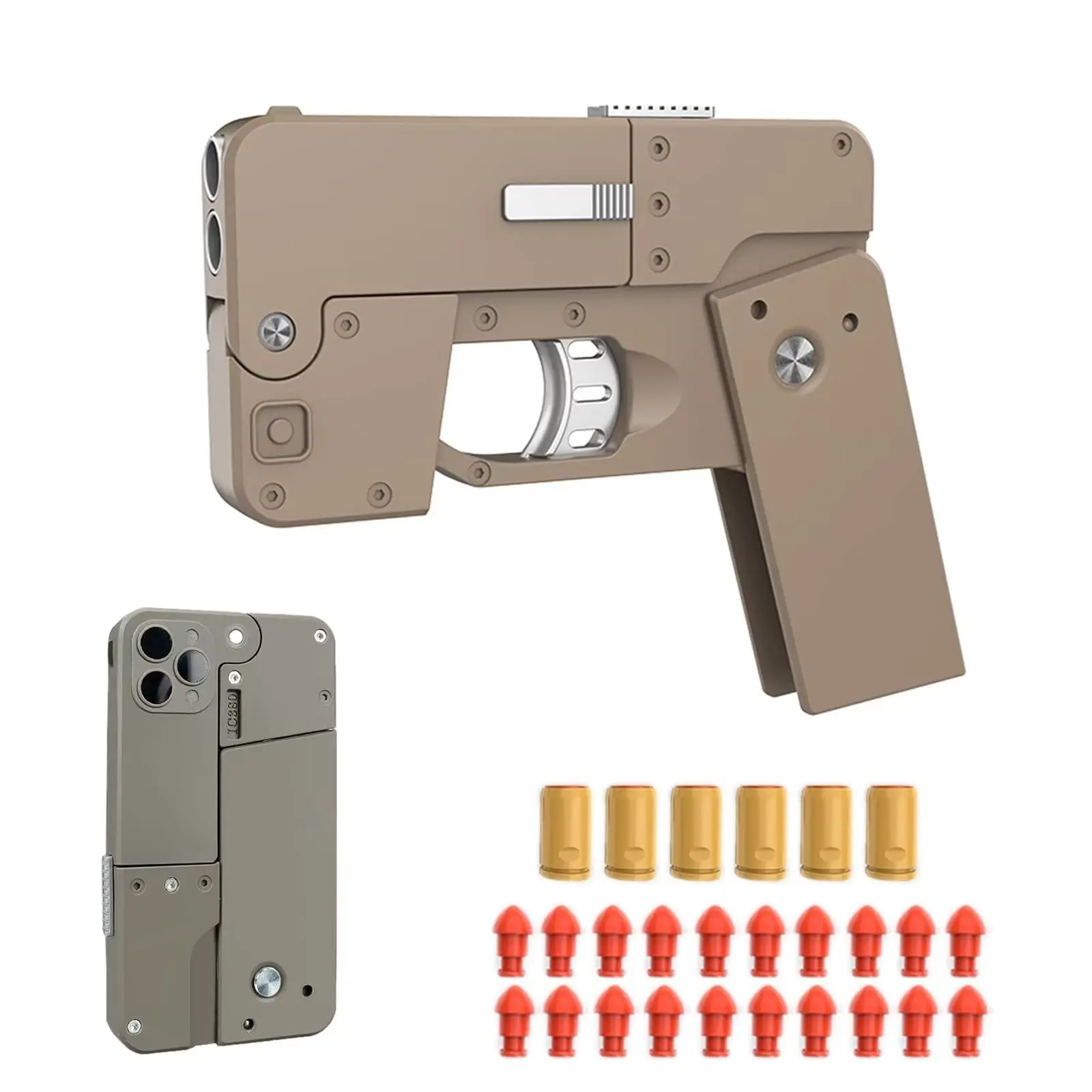 Pistola de juguete lanzadora de espuma plegable para teléfono móvil