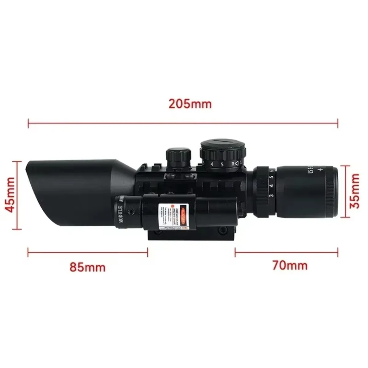M9 3-10x42 retícula iluminada Mil-dot rojo/verde