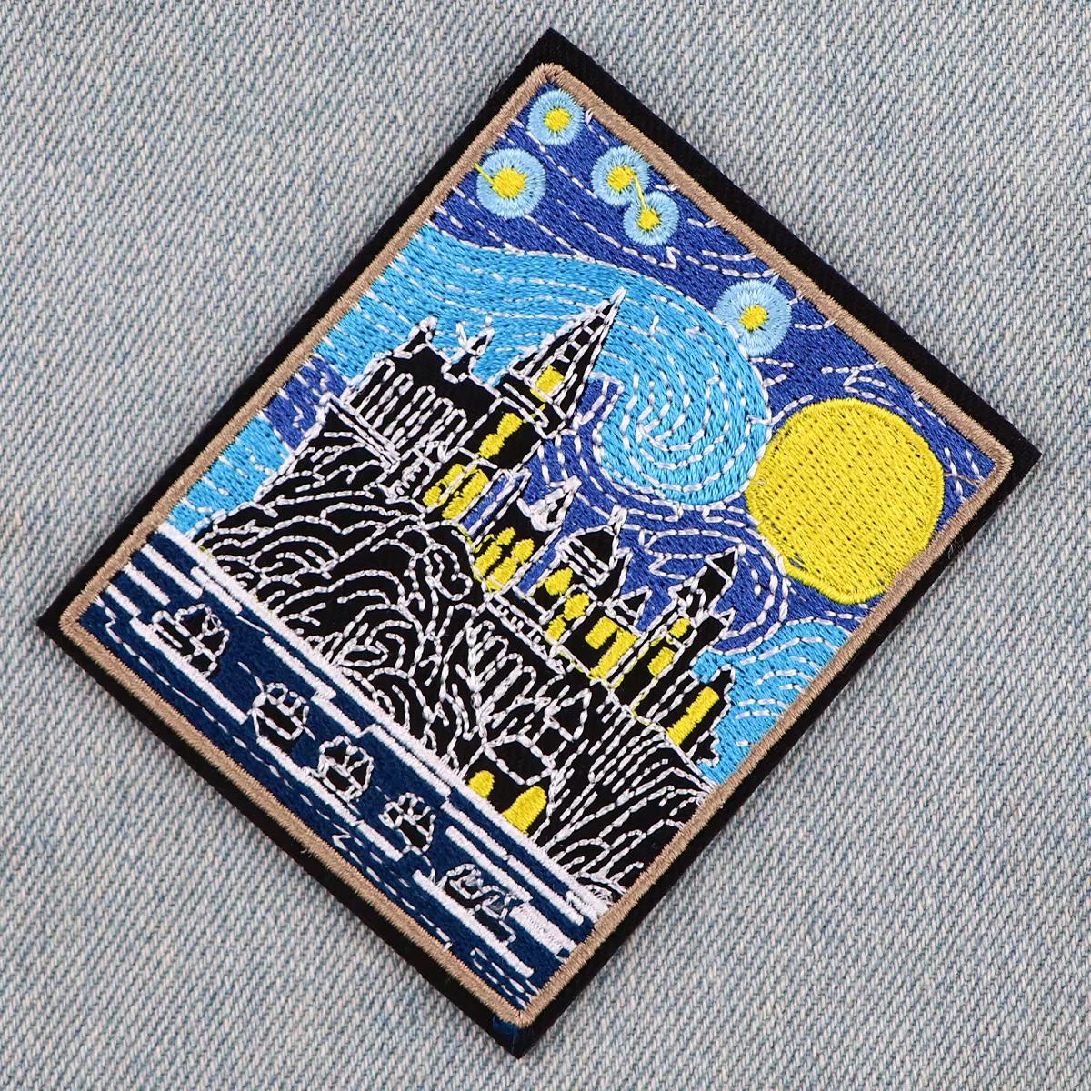 Parche bordado Van Gogh cielo estrellado para ropa - planchar o coser - imagen 3
