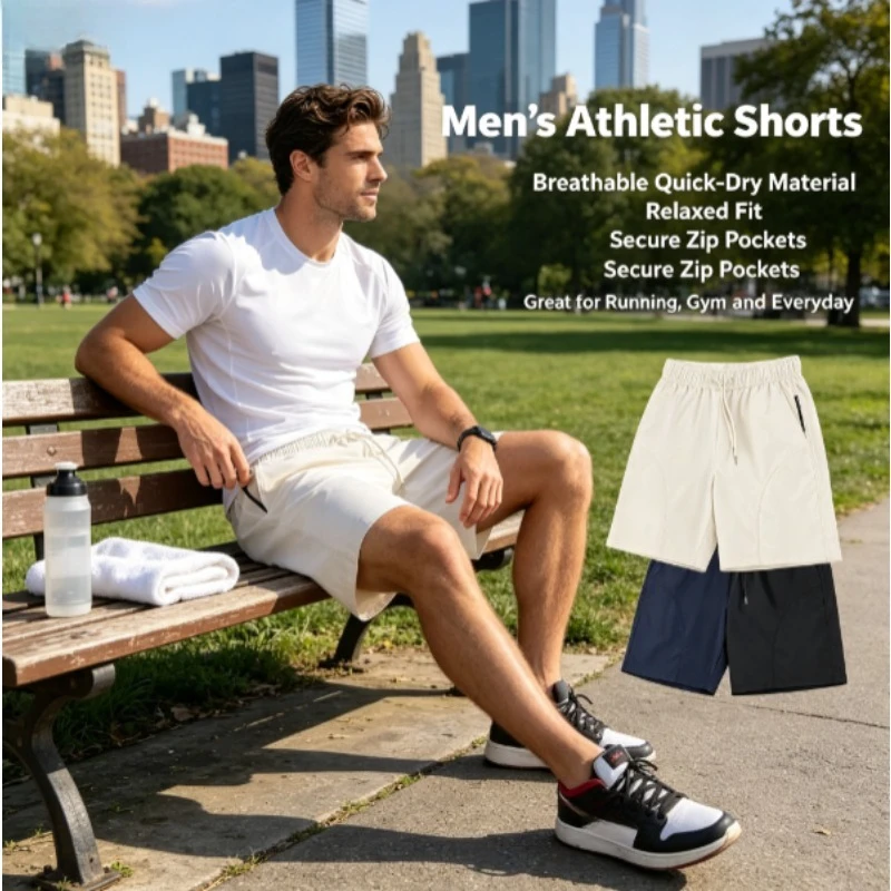 Pantalones cortos de secado rápido deportivos con parche, holgados - imagen 4