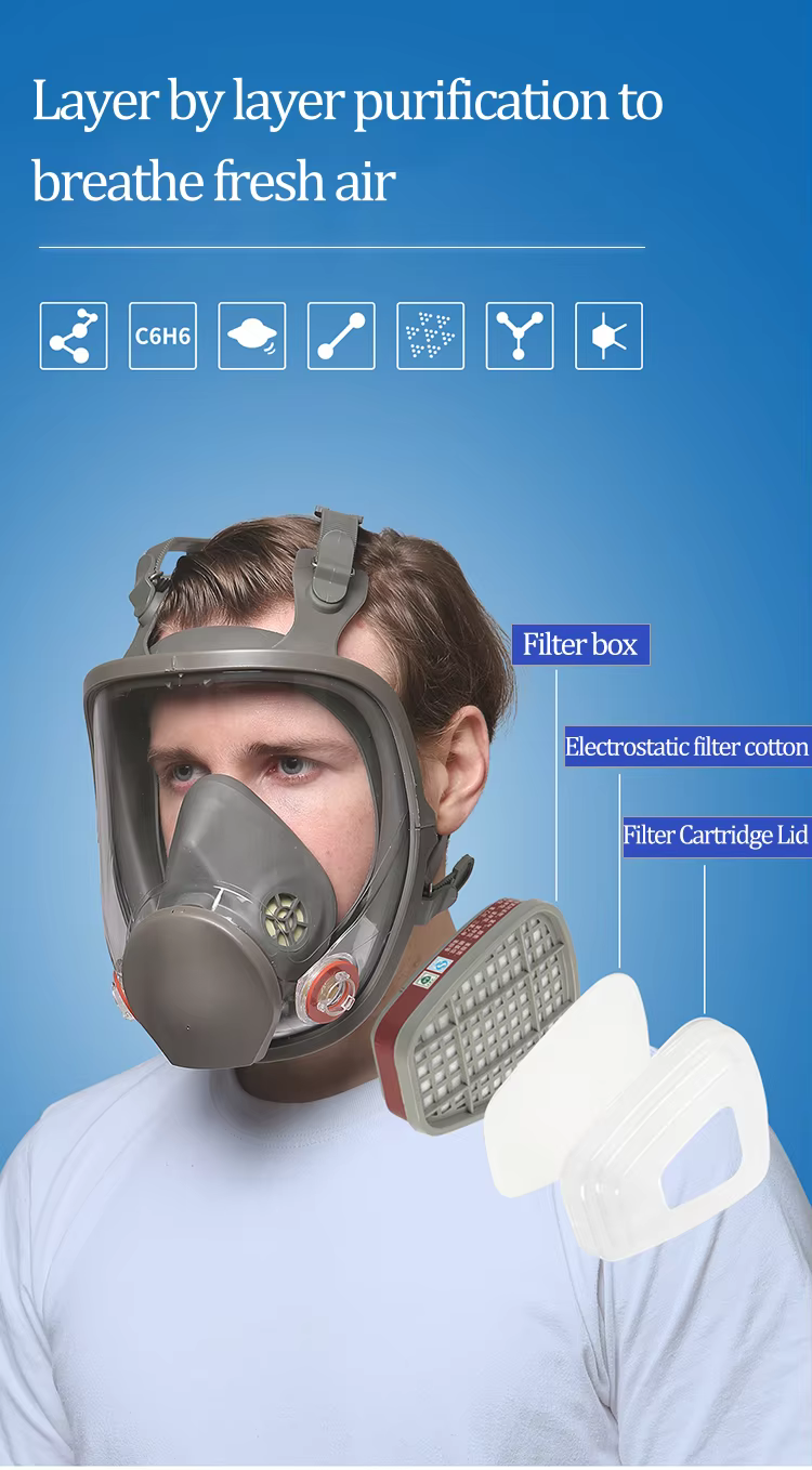 Mascarilla respiratoria integral en uso