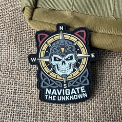 Parache táctico PVC calavera brújula velcro para chaleco y mochila