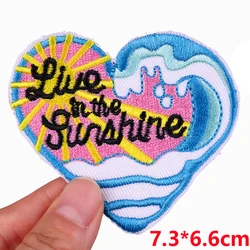 Parche termoadhesivo bordado sol y luna para mochilas, chaquetas