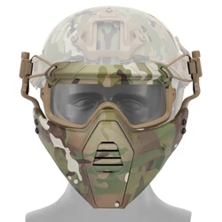 Casco táctico modular de caza con media máscara y gafas de seguridad