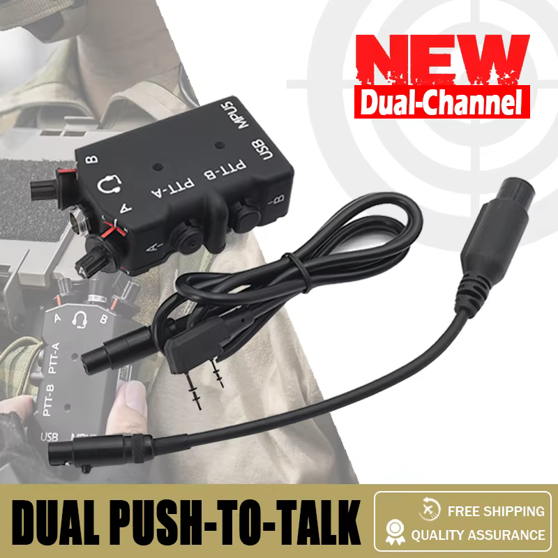 PTT metálico doble canal CNC profesional para radio AMP C3 táctico - imagen 3