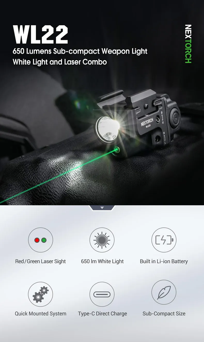Linterna táctica NEXTORCH WL22 con iluminación