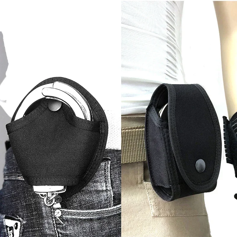Funda táctica para esposas policiales con cinturón abierto y bolsillos