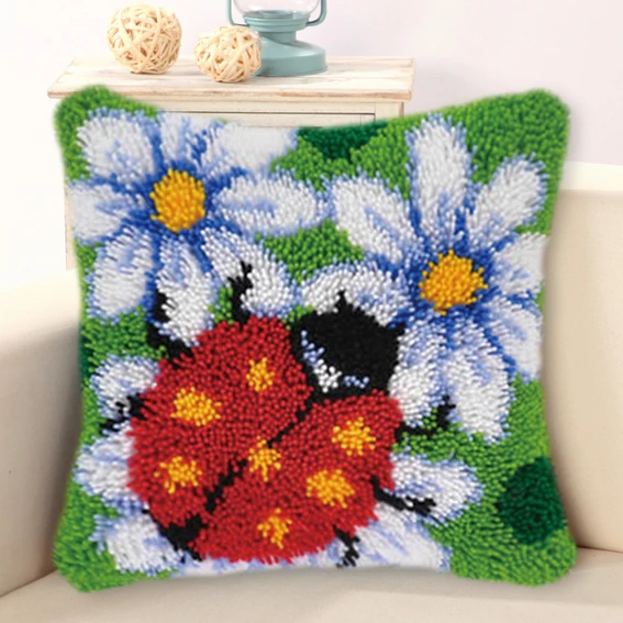 Kit bordado 3D mariquita punto cruz con lana para almohada - imagen 3