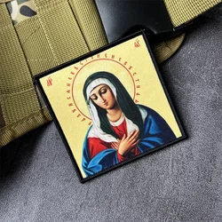 Parche táctico Virgen María, velcro gancho y bucle para ropa