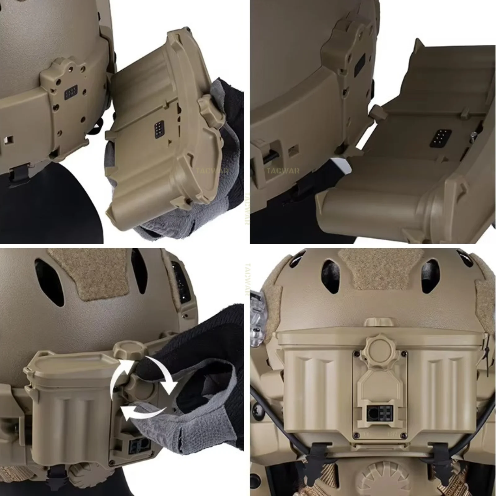 Caja batería modular Airsoft con riel arco para casco táctico - imagen 3