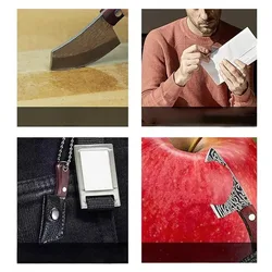 Cuchillo multiusos de acero inoxidable con llavero y funda de cuero