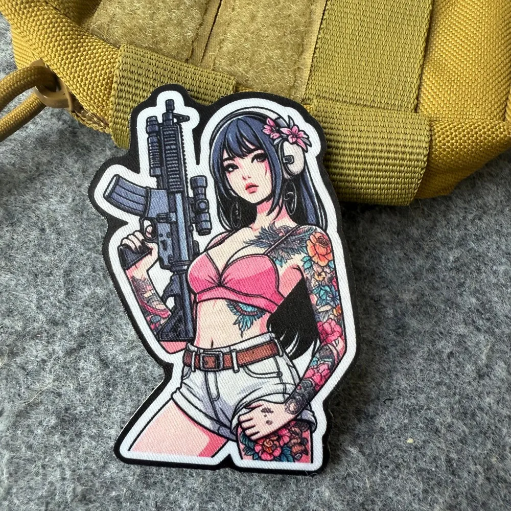 Parche de moral táctico chica anime tatuada con velcro - imagen 2